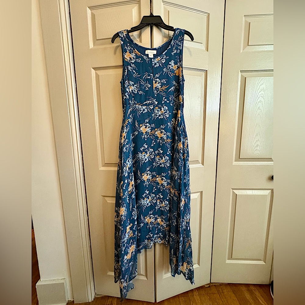 Sundance Blue Floral Sleeveless Boho Maxi Dress